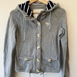 Abercrombie & Fitch Gray Hoodie with Striped Interior Hood